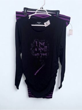 Motherhood Black & Purple Maternity Pajama Set